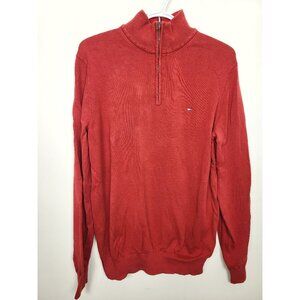 Tommy Hilfiger red quarter zip pullover cotton sweater. Men's Medium